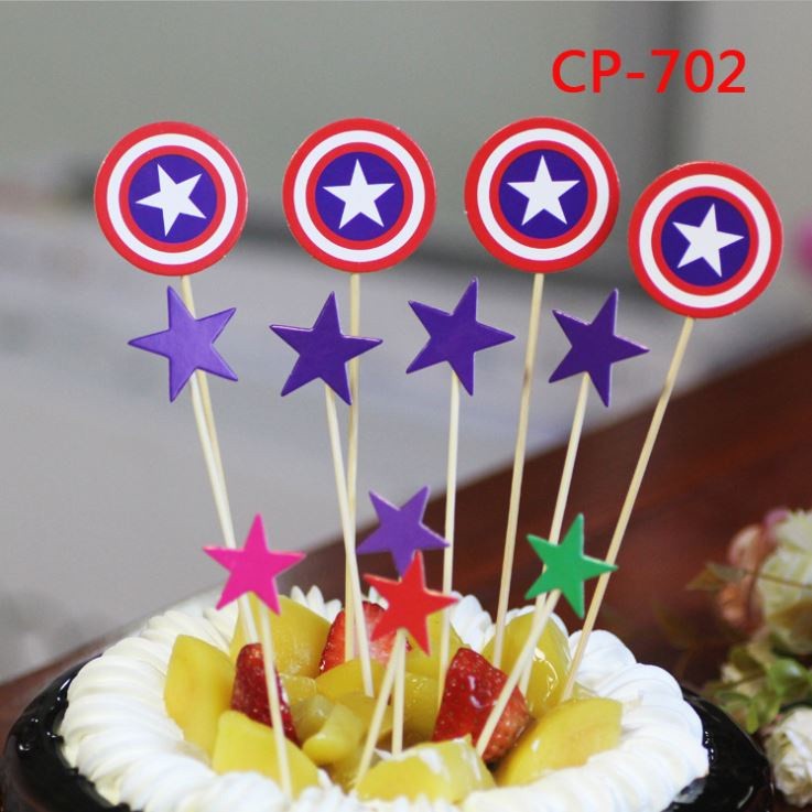 1set/pack Superhero Unicorn Happy Birthday Party Avengers Hello Kitty Cake Topper Kids Favors Decorate With Stick(1136L) - Image 20