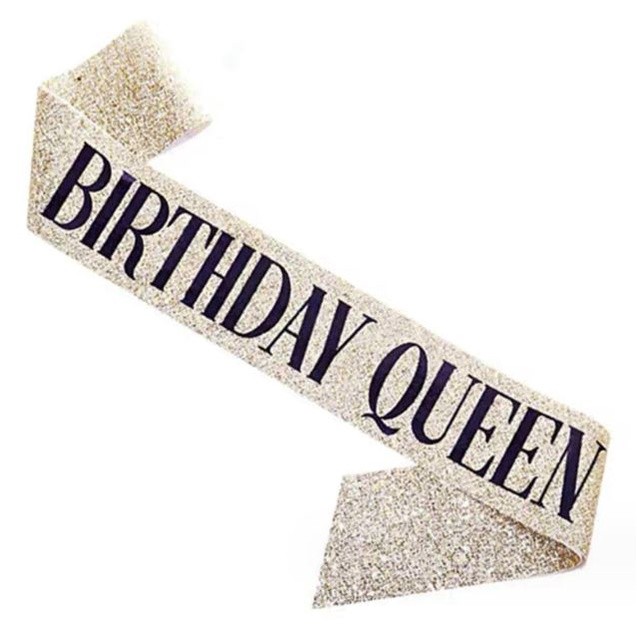 Birthday Queen Pink Party Shoulder Strap Girdle Supplies Birthday Girl Silver Glitter Satin Sash Women Princess (2564L) - Image 4