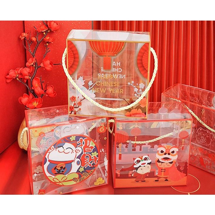 1pc Transparent Portable Box New Year Birthday Party Baking Cookies Cake Boxes Packaging Decoration(1278L) - Image 8