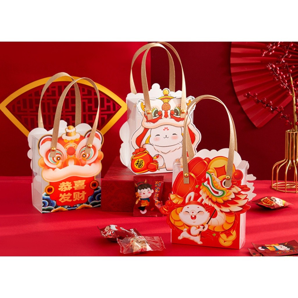 1pc Transparent Portable Box New Year Birthday Party Baking Cookies Cake Boxes Packaging Decoration(1278L)