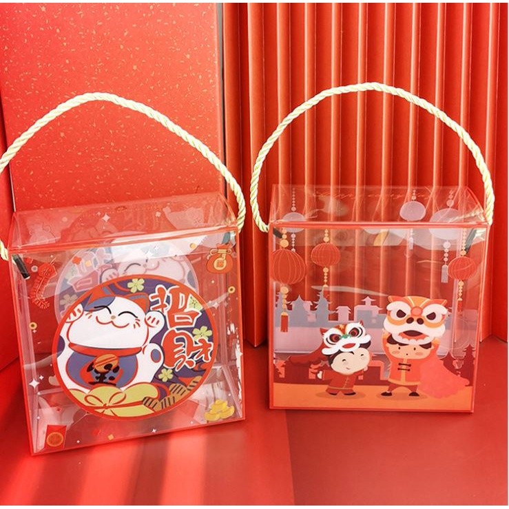 1pc Transparent Portable Box New Year Birthday Party Baking Cookies Cake Boxes Packaging Decoration(1278L) - Image 9