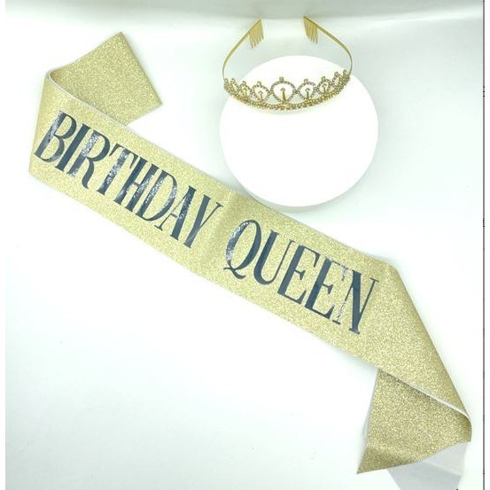 Birthday Queen Pink Party Shoulder Strap Girdle Supplies Birthday Girl Silver Glitter Satin Sash Women Princess (2564L) - Image 5