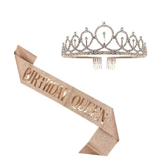 Birthday Queen Pink Party Shoulder Strap Girdle Supplies Birthday Girl Silver Glitter Satin Sash Women Princess (2564L) - Image 6