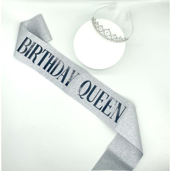 Birthday Queen Pink Party Shoulder Strap Girdle Supplies Birthday Girl Silver Glitter Satin Sash Women Princess (2564L) - Image 7
