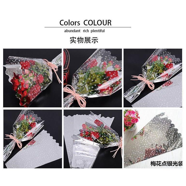 20pcs Flower Wrapping Paper Silver Single Branch Bag OPP Waterproof Cellophane Fresh Bouquet Packaging (563L) - Image 5