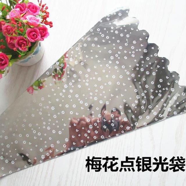 20pcs Flower Wrapping Paper Silver Single Branch Bag OPP Waterproof Cellophane Fresh Bouquet Packaging (563L) - Image 8
