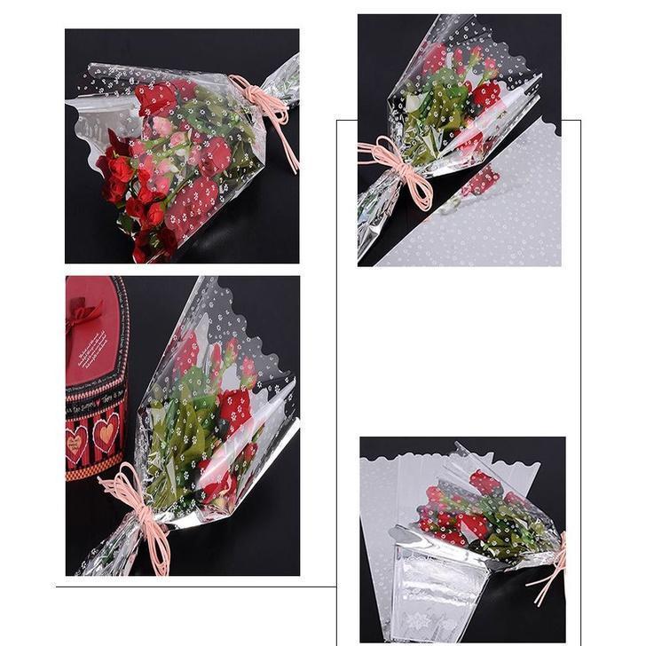 20pcs Flower Wrapping Paper Silver Single Branch Bag OPP Waterproof Cellophane Fresh Bouquet Packaging (563L) - Image 6