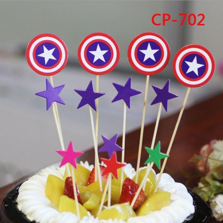 1set/pack Superhero Unicorn Happy Birthday Party Avengers Hello Kitty Cake Topper Kids Favors Decorate With Stick(1136L) - Image 8