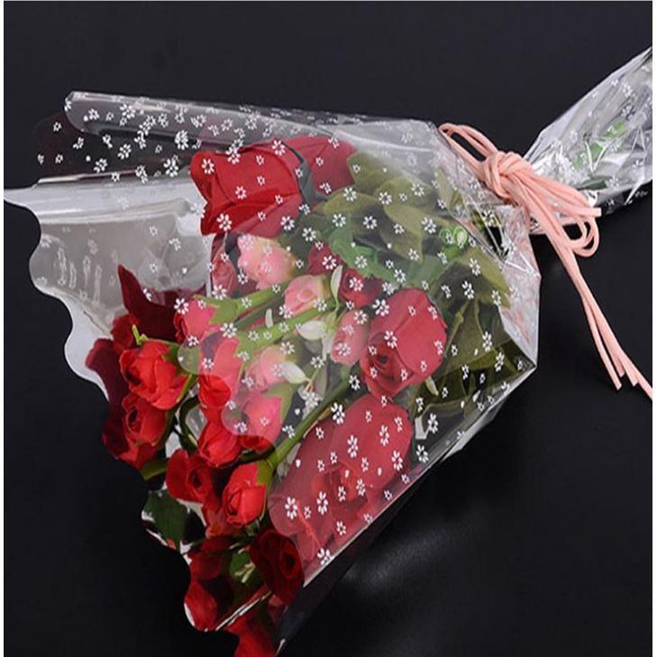 20pcs Flower Wrapping Paper Silver Single Branch Bag OPP Waterproof Cellophane Fresh Bouquet Packaging (563L) - Image 3