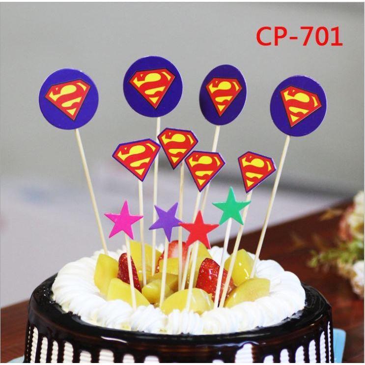 1set/pack Superhero Unicorn Happy Birthday Party Avengers Hello Kitty Cake Topper Kids Favors Decorate With Stick(1136L) - Image 7