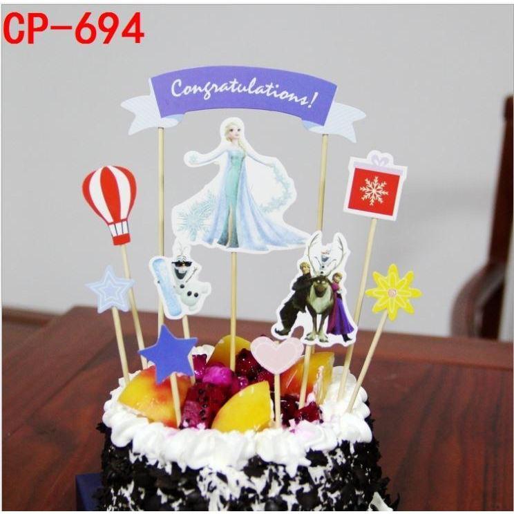 1set/pack Superhero Unicorn Happy Birthday Party Avengers Hello Kitty Cake Topper Kids Favors Decorate With Stick(1136L) - Image 2